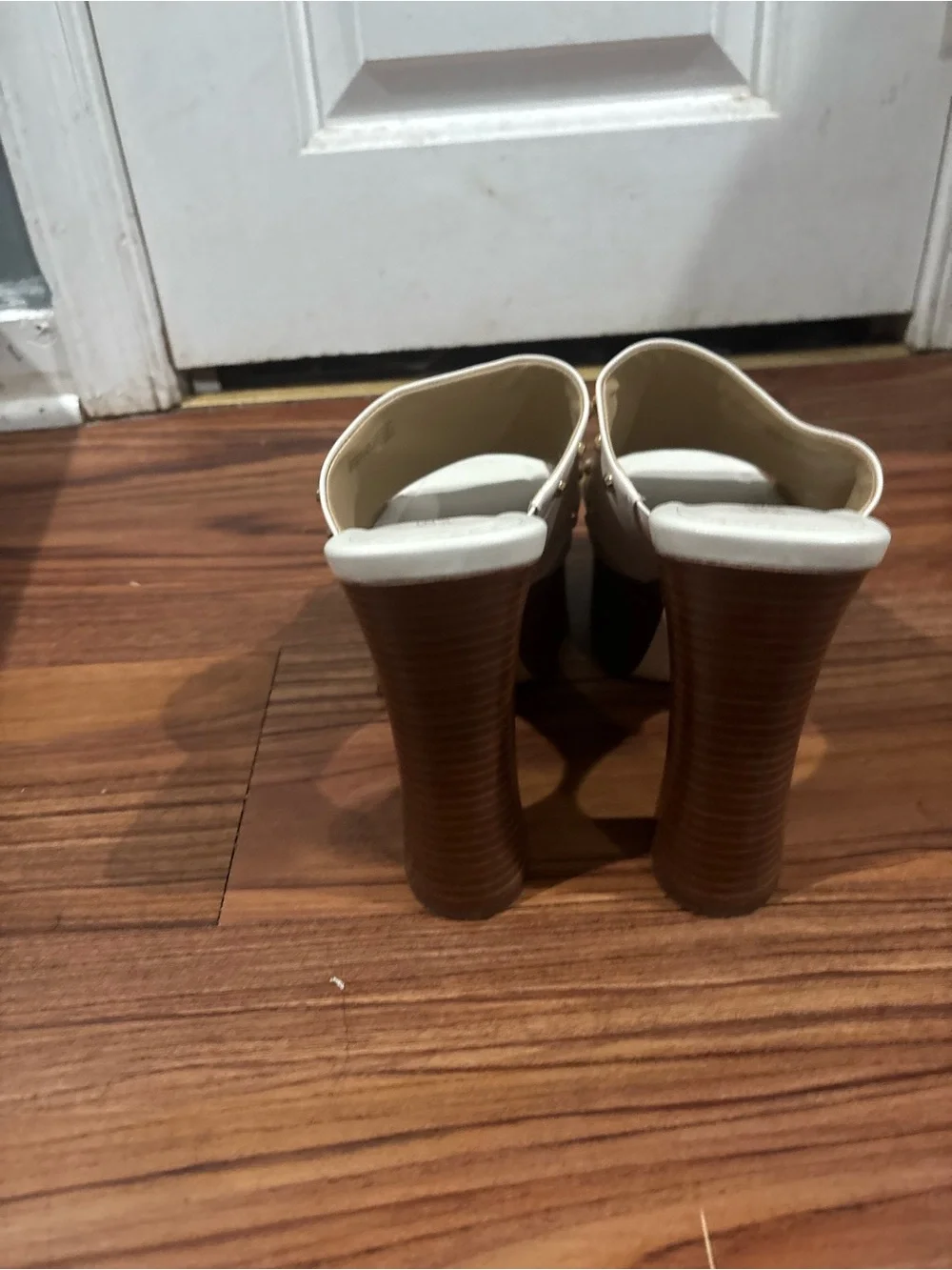 Michael Kors Cream Slide Mules with Gold Studs